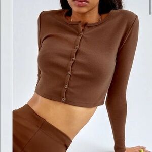 Aritzia Sunday Best Button-Up Crop Top Cardigan